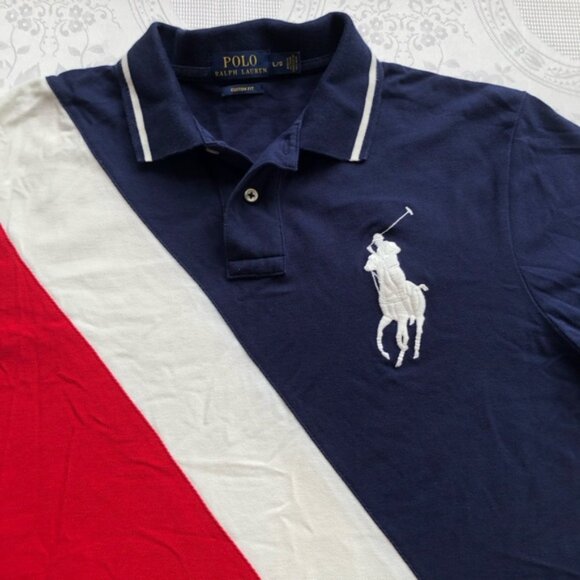 Polo Ralph Lauren Big Pony Rugby Shirt Men’s Size L Red/White/Blue Costomer-Fit - Picture 6 of 16